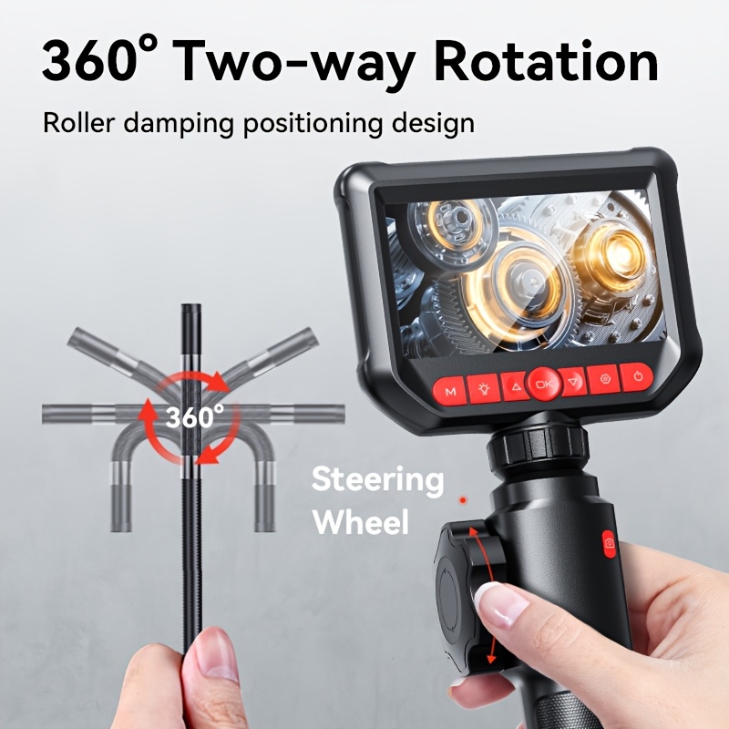 wkr 1080p industrial endoscope camera   with 8 led lights ip67 waterproof 360 rotatable 4 3 inch   of taking photos and recording videos for pipeline inspection and maintenance   an ideal thanksgiving and holiday gift
