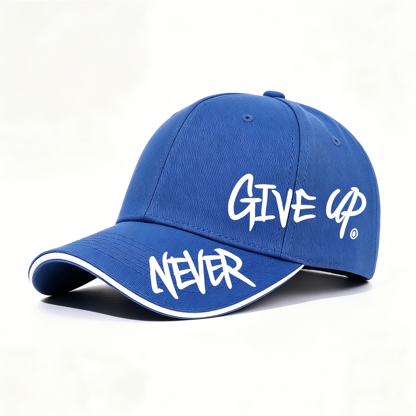 TEMU ' Never Give Up Printed Adjustable Baseball Cap - Premium Lightweight Dad Hat With Motivational Slogan, Unisex Trucker Cap Suitable For Outdoor