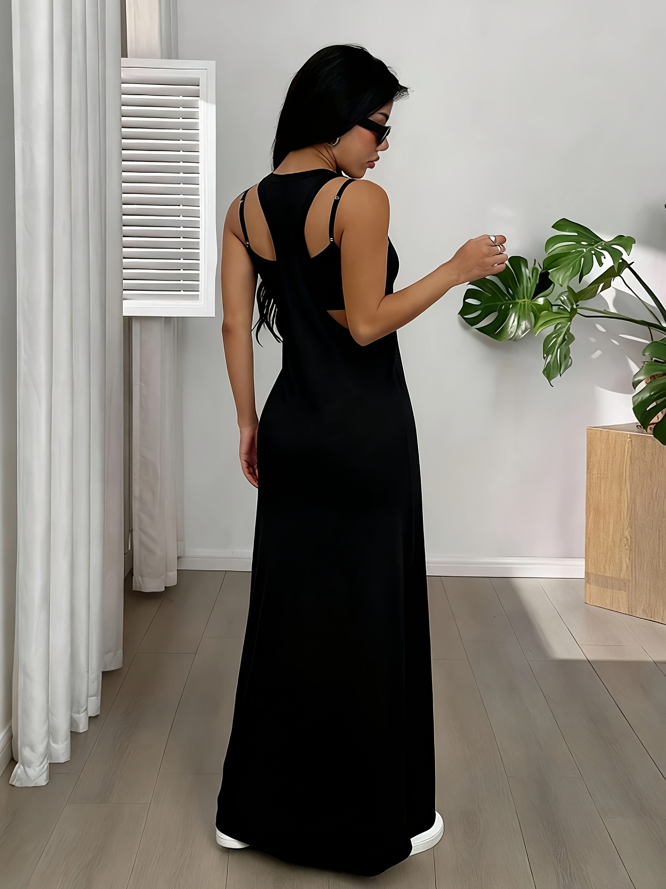   color asymmetrical neckline sleeveless casual dress set is perfect for summer wear Product details 3