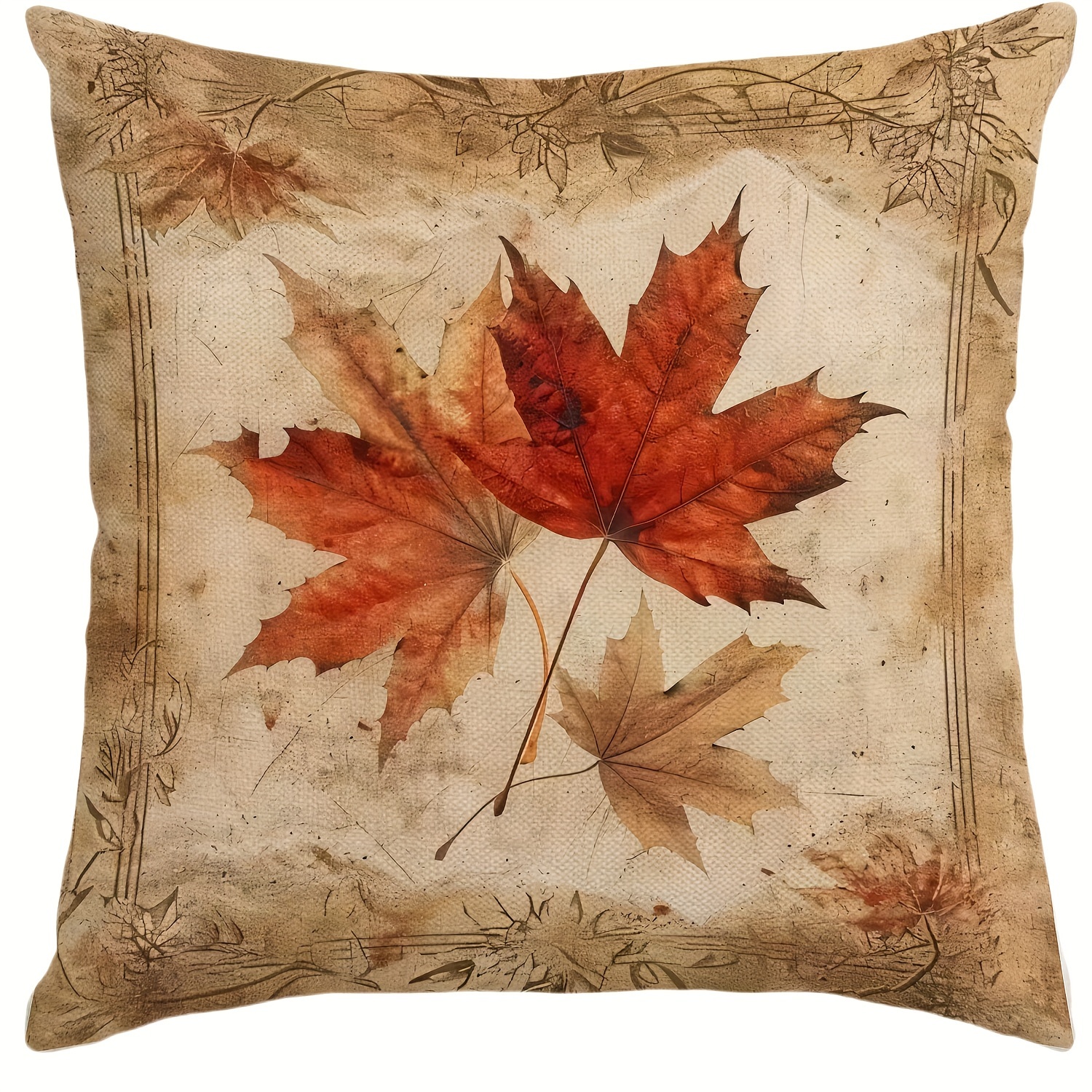 

Jit Autumn Pillowcase - 16x16/18x18/20x20 Inch Thanksgiving Design, Vintage Maple Leaf, Hand Wash Only, Zipper Closure, Suitable For Multiple Room Types, Woven With Polyester Cover