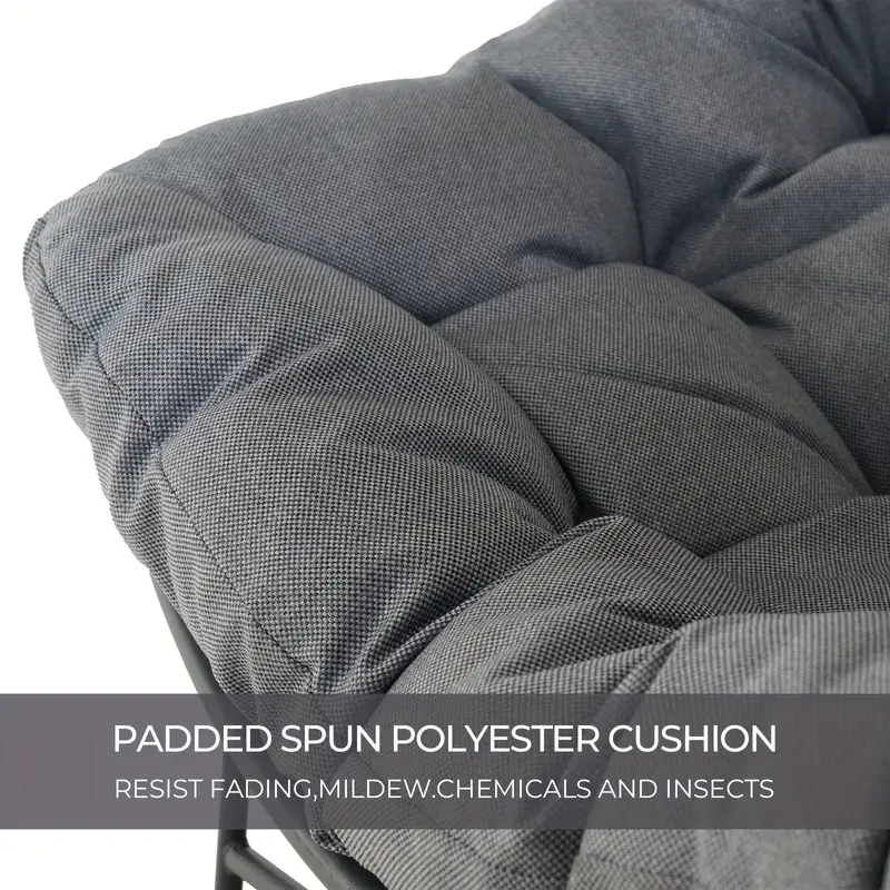 grey outdoor papasan rocking chair with cushion e coated metal frame uv and water resistant ideal for patio porch garden easy assembly tools recliner chair backyard details 5