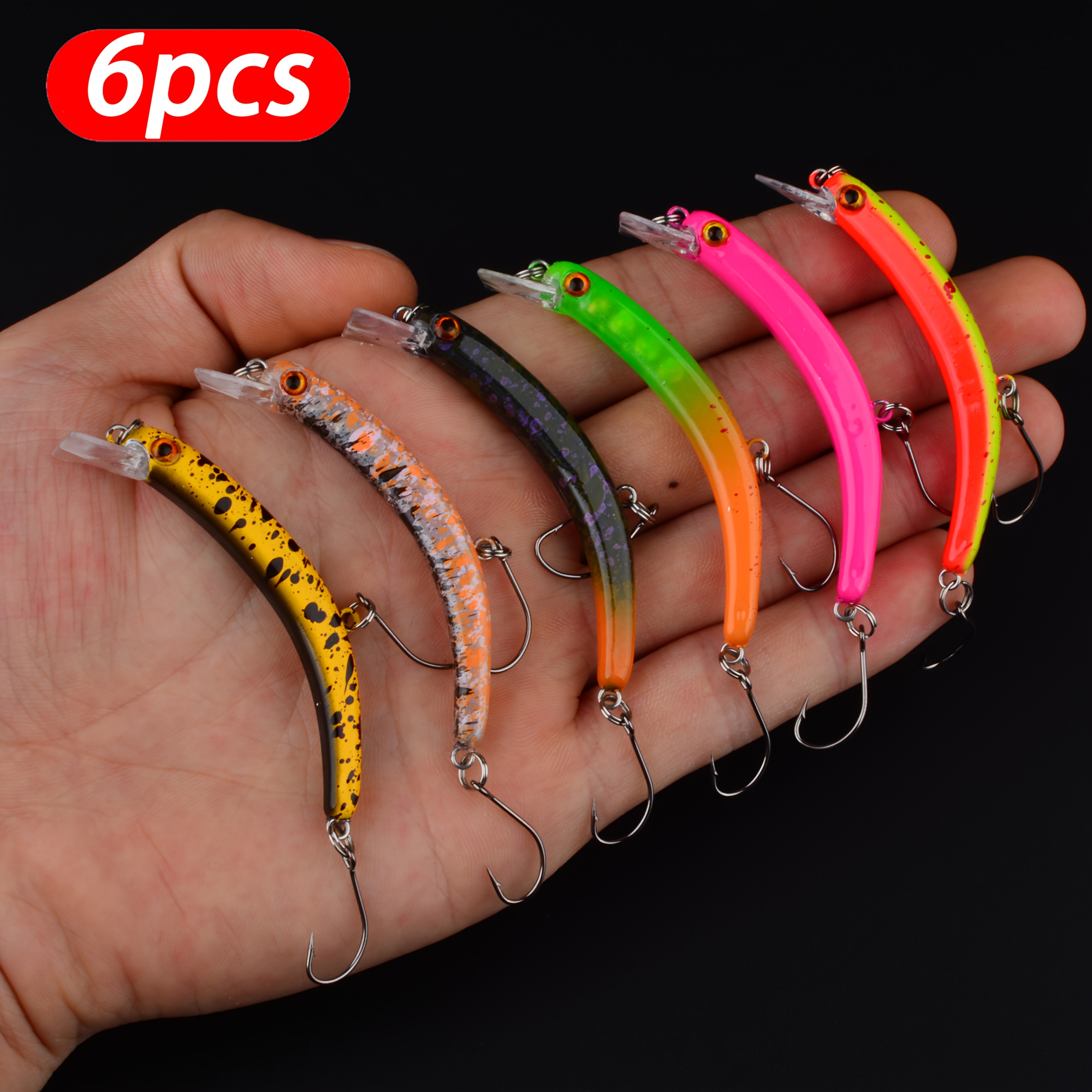E-shop 6 Stück Slow Mini Sinking Minnow Angelköder Künstliches Hartköder Scharfer Haken Crankbait Wobbler Forelle Hecht
