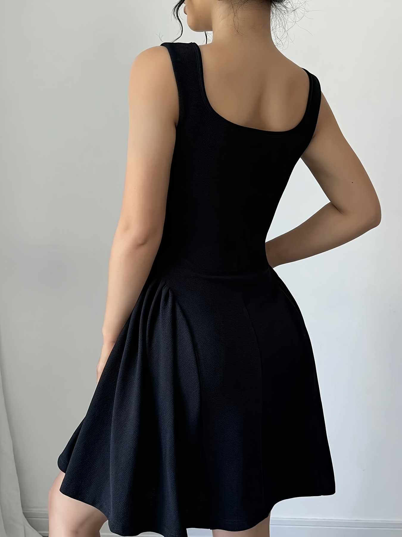 womens elegant backless round neck mini dress a line flared - Temu United  Arab Emirates