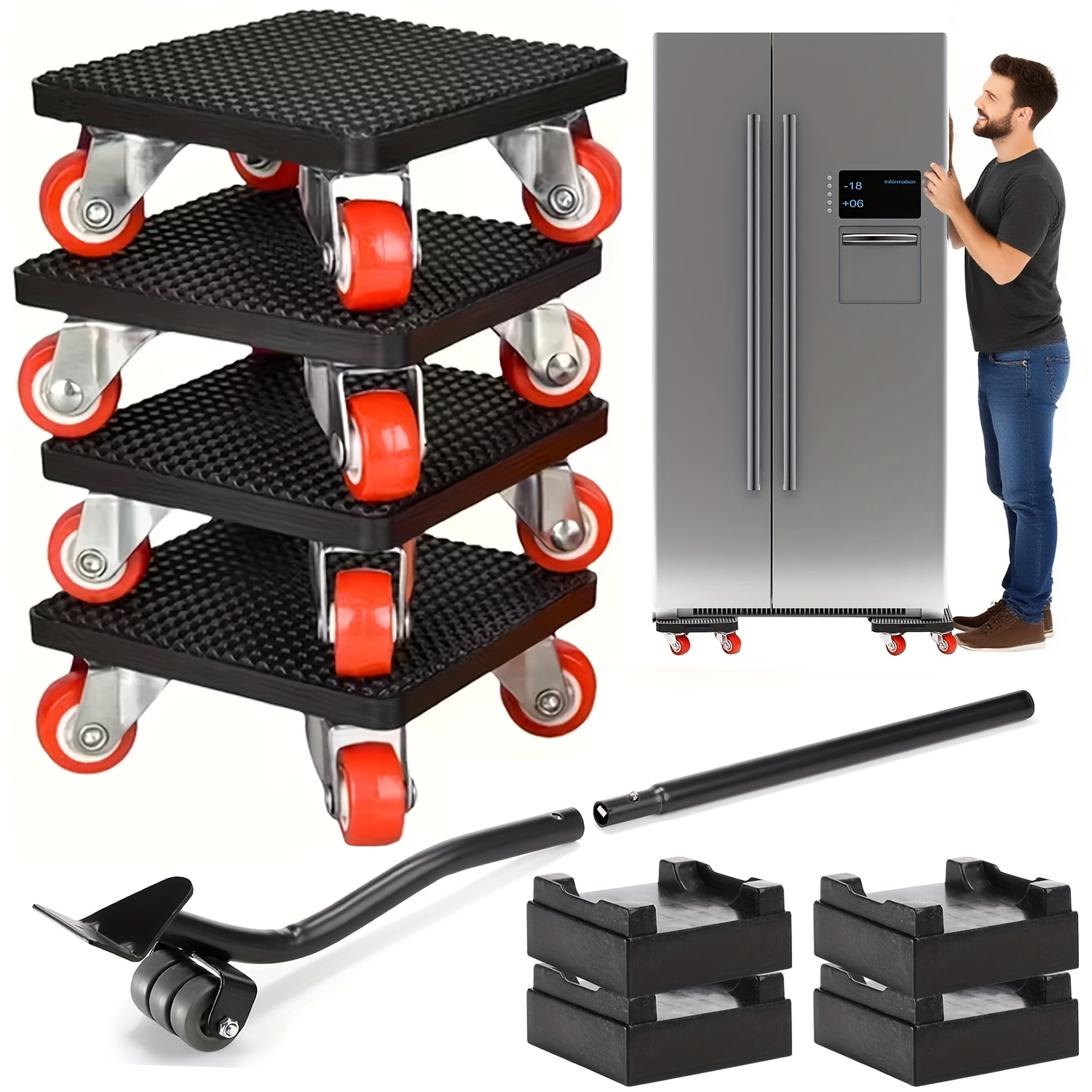 E-shop 9-teiliges Möbeltransport-Set mit 360°-Rotationsrädern, schweres Möbelhebe- Transportwerkzeug-Set, Wagen für den Umzug von Möbeln, Sofa, Tisch,