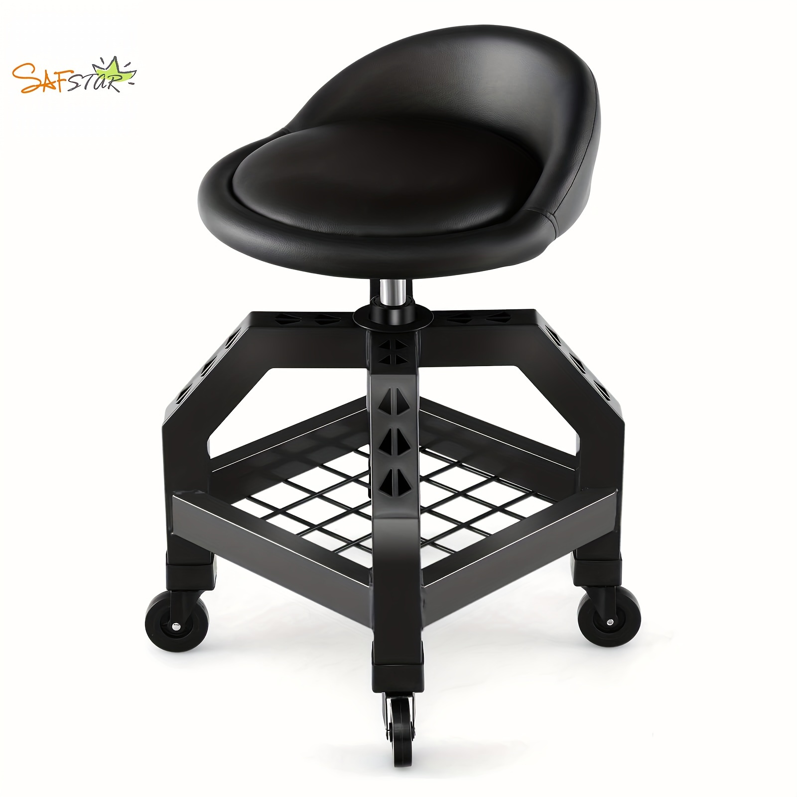 

Safstar Rolling Seat Mechanic Stool Chair With Tool Tray 4 Universal Wheels For Factory