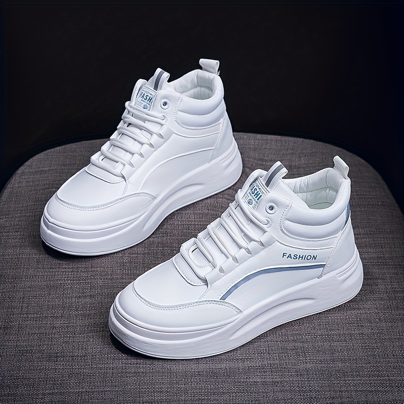 Alternative view of Zapatillas Altas de Estilo Coreano para Mujer - Zapatos de Caña Alta con Suela Gruesa y Cordones, Zapatos Casuales…