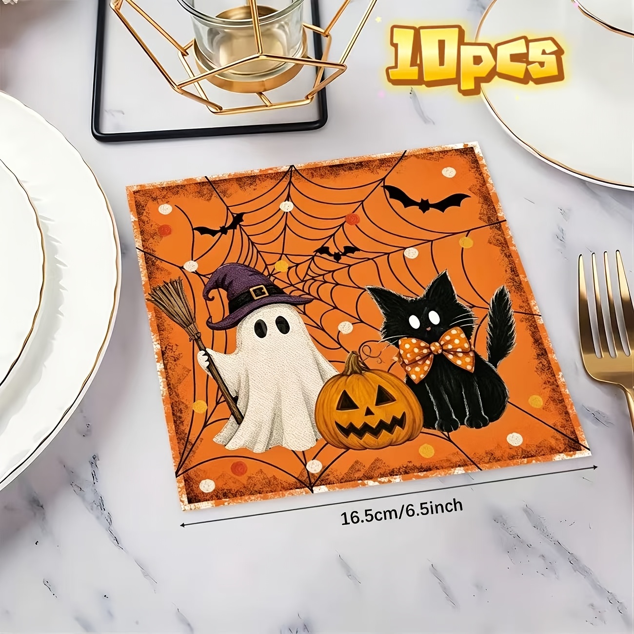 TEMU 10 tovaglioli usa e getta vintage Halloween a 2 , tovaglioli di carta strega zucca per decorazioni di tavoli da per feste