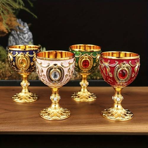 juego de de metal con relieve vintage y detalles de piedras preciosas, 1.01oz, vasos decorativos de vástago para y , regalo elegante para , halloween, acción de , navidad