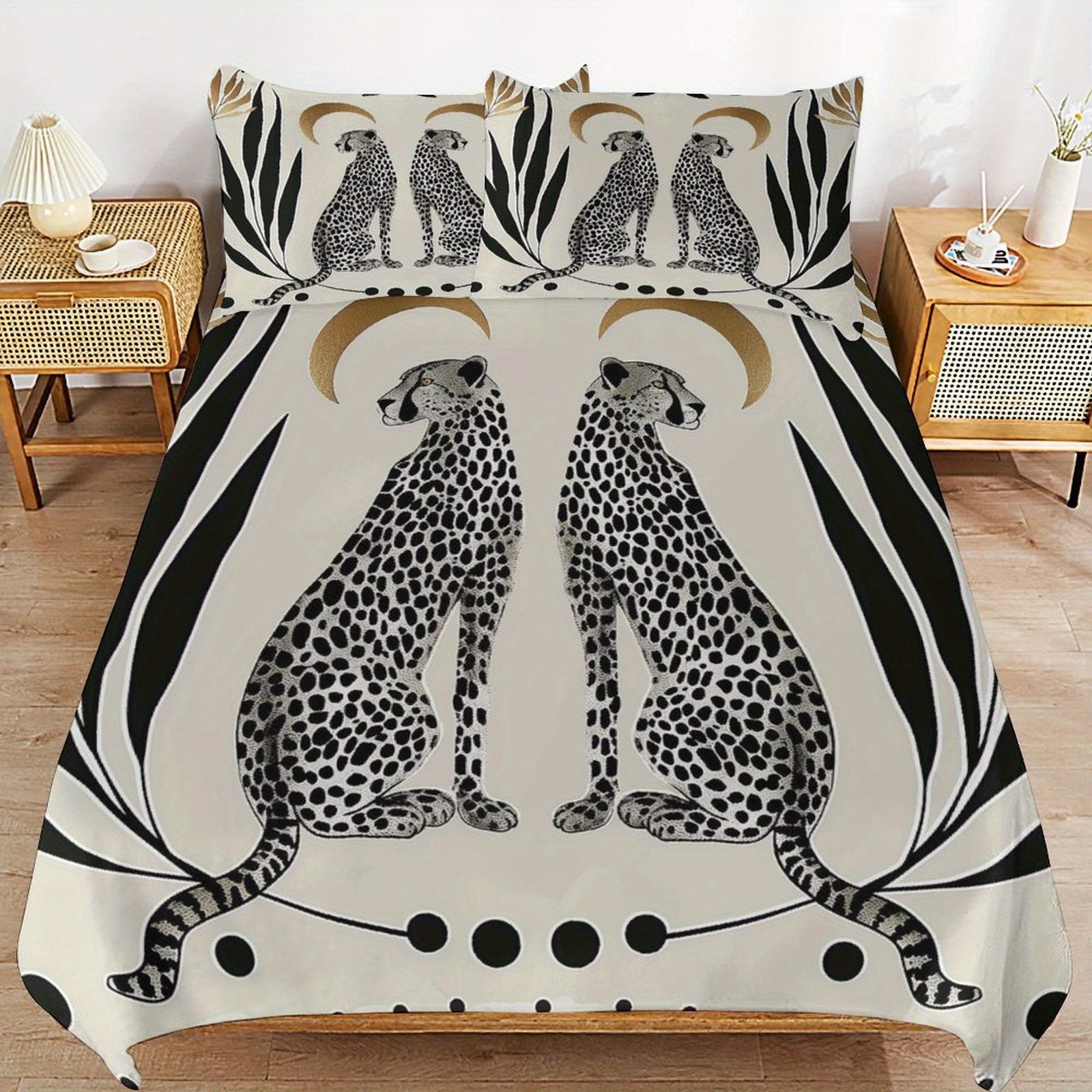 3 delars bohemiskt gepardtema sängset trendigt lättvikts - Temu Sweden
