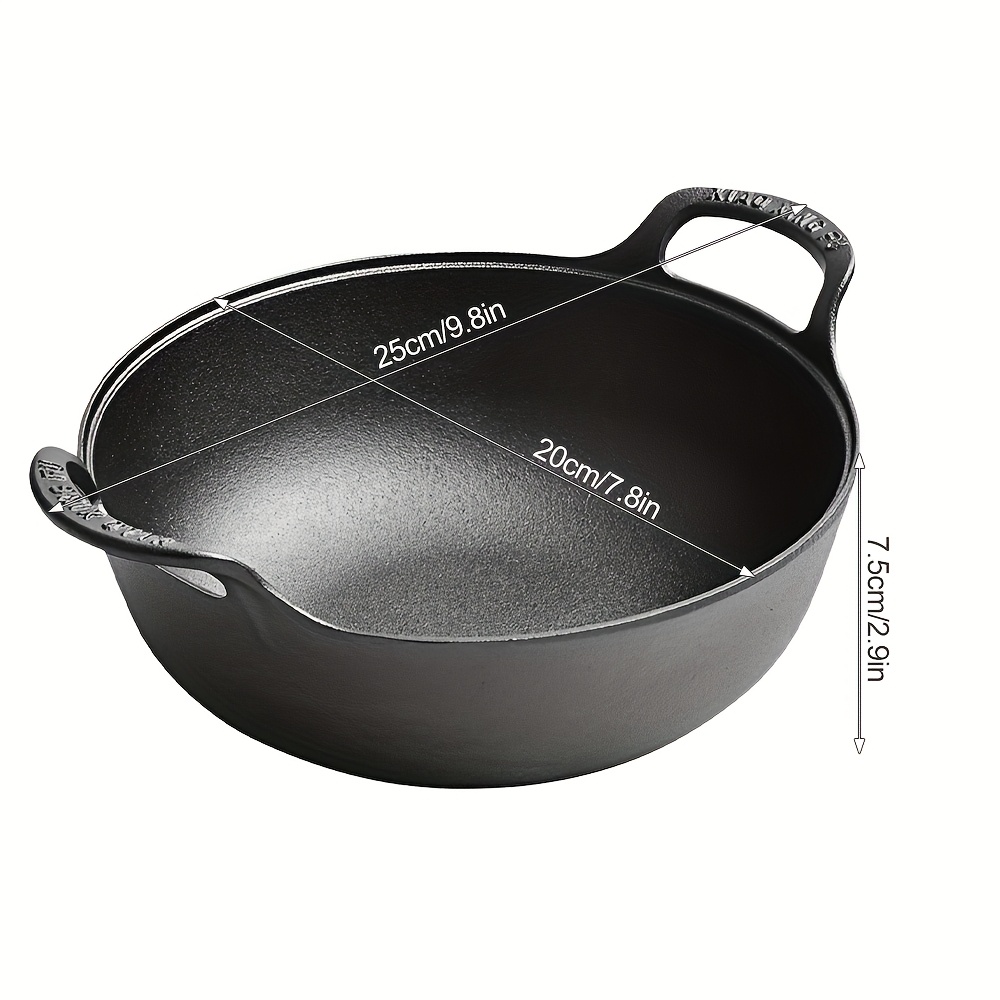 E-shop Doppelgriff Antihaft-Topf aus Gusseisen - Unbeschichtet, Multifunktional, zum , Kochen, Frittieren und Grillen, leicht zu reinigen, geeignet für