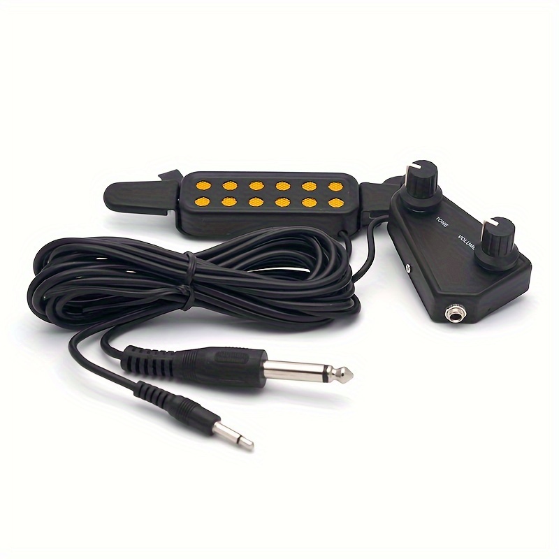 

Micro de Guitare Acoustique à 12 Trous, Microphone Magnétique avec Kit Volume/Ton pour Guitare Acoustique - Boîtier Métallique Noir