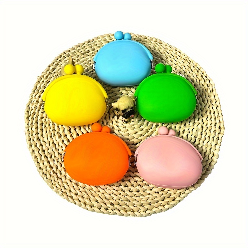 

1pc Porte-Monnaie en Silicone & Pochette à Clés en Couleurs Vibrantes - Lavable à , , Multifonctionnel avec Fermeture Éclair - Cadeau de Noël Idéal pour Femmes, Porte-Monnaie