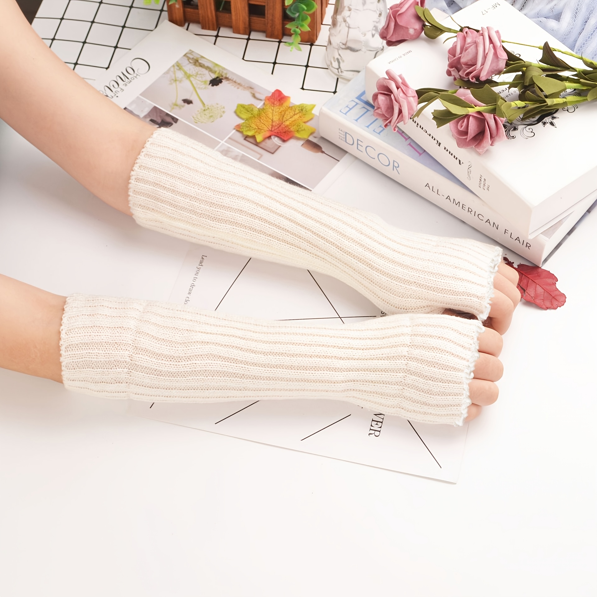 TEMU de media versátiles para mujer de otoño/invierno, de estilo coreano de color fluorescente, para exteriores, accesorios de estilo Ins de costura