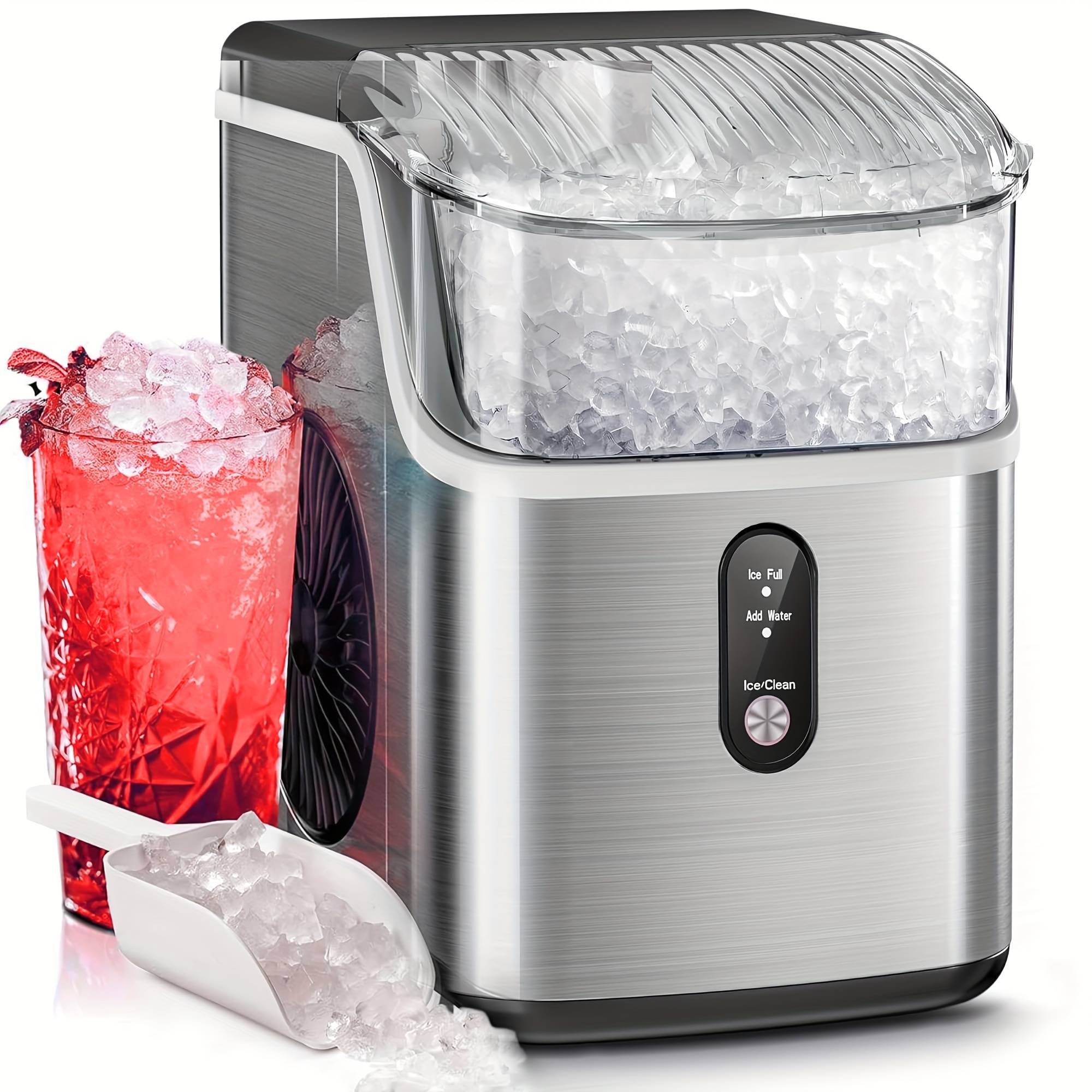

Nugget Ice Makers Countertop, 35lbs/day Pebble With Chewable Ice, Self-cleaning Countertop Ice Maker With Ice Scoop And Ice Basket For Home, Kitchen, Bar