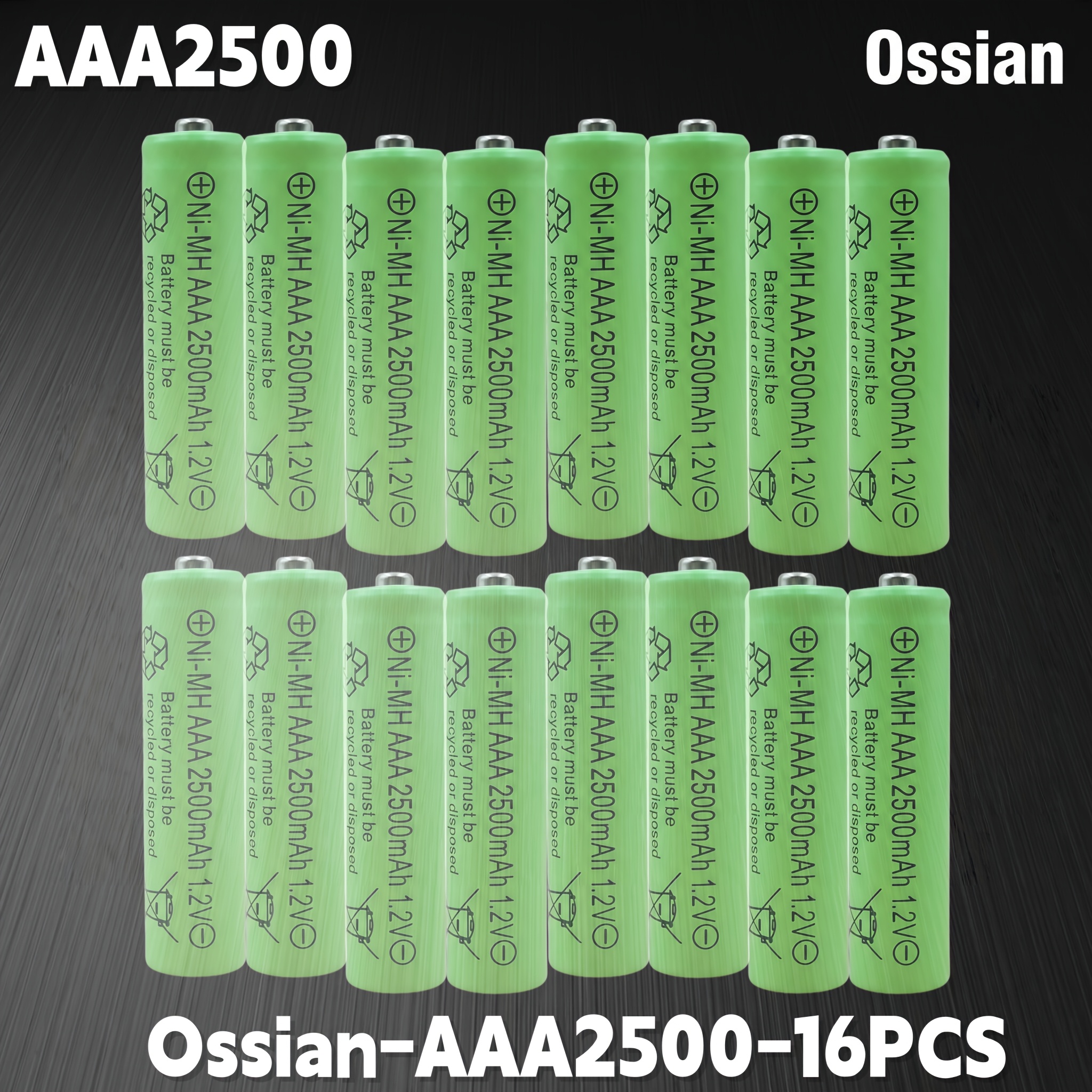 Image of 8/16/24pcs Aaa Rechargeable Batteries 1.2v 2500mah Ossian Nimh Batteries For Remote Control Toys Flashlights Digital Cameras