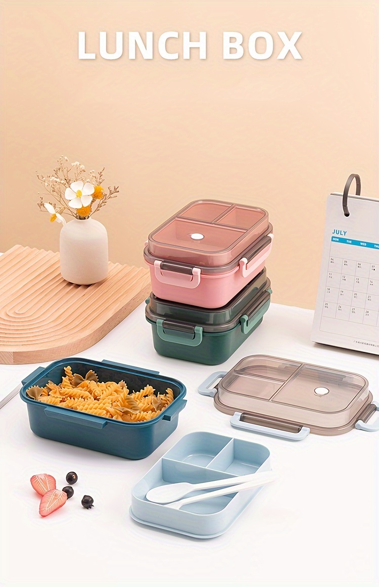 multi functional double compartment high quality premium lunch box food grade pp material plastic lunch box students portable sealed bento box large capacity kitchen restaurant storage box microwaveable heating details 0