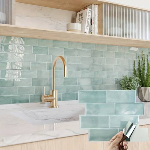 10 30 sheet peel and stick on subway metro splashback tiles self wall tiles for kitchen bathroom polyurethane material by