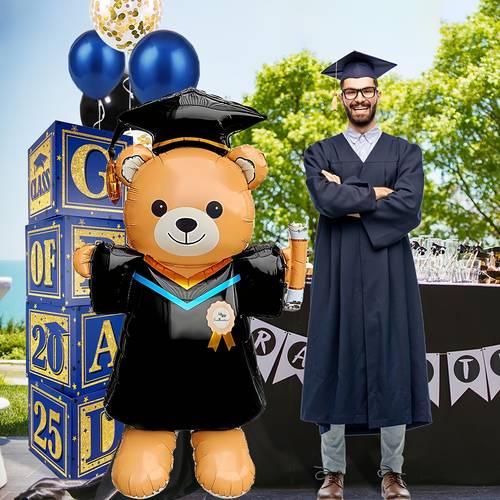 poza articolului 1 buc. balon drăguț tip de absolvire, mare, de 61.02 inch, cu design de absolvire și diplomă - pentru crearea unei atmosfere festive la de absolvire, potrivit pentru campusului, recuzită foto pentru ziua de naștere, petreceri aniversare