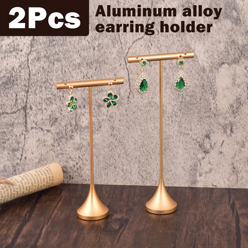 

2pcs Elegant Aluminum Alloy Earring Display Stand Set, Holder For And , Jewelry Photography Props, 4.5/5.3 Inches