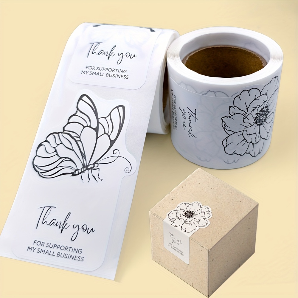 TEMU 100 pièces/rouleau autocollants décoratifs papier peint irréguliers papillons et fleurs, étiquettes adhésives pour cadeaux