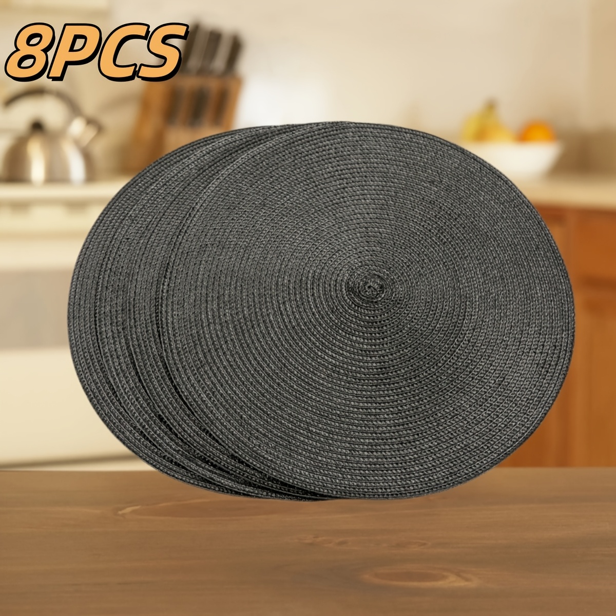 Image of 8pcs Placemats, Placemat Set, Heat-resistant Table Mats For Plates And Cups, Rattan-like Design, Fashionable Home Decor, Beautiful Graduation Decor, Wedding Decoration, Mother's Day Gift