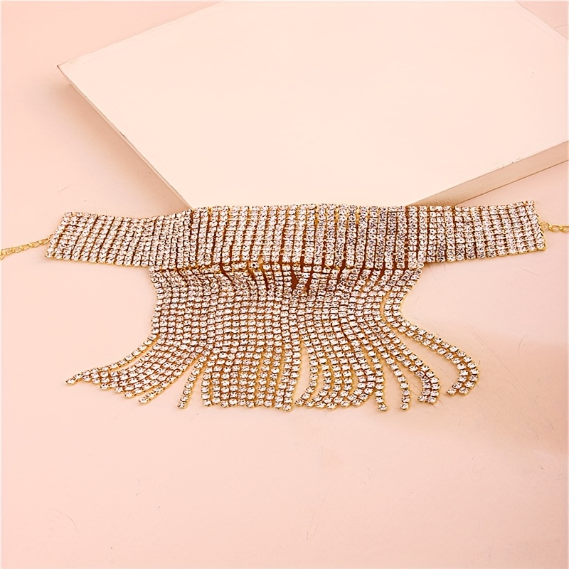 Luxurious Multi-layered Rhinestone Tassel Anklet, Elegant Foot Jewelry