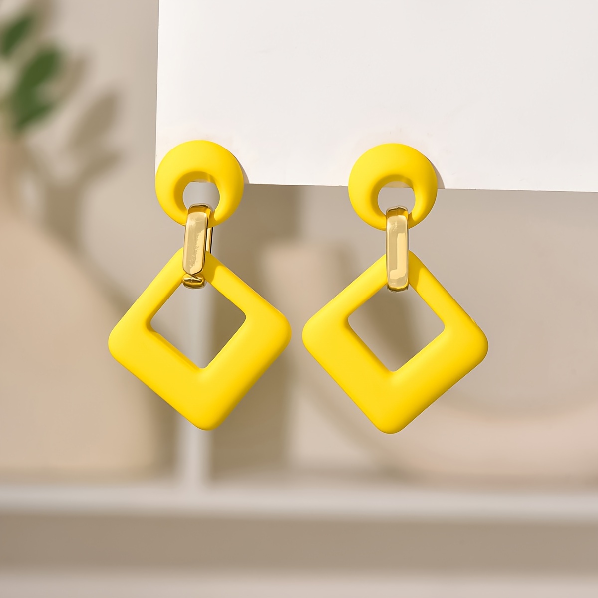 Boho Acrylic Earrings Petal Dangle with Golden Accents