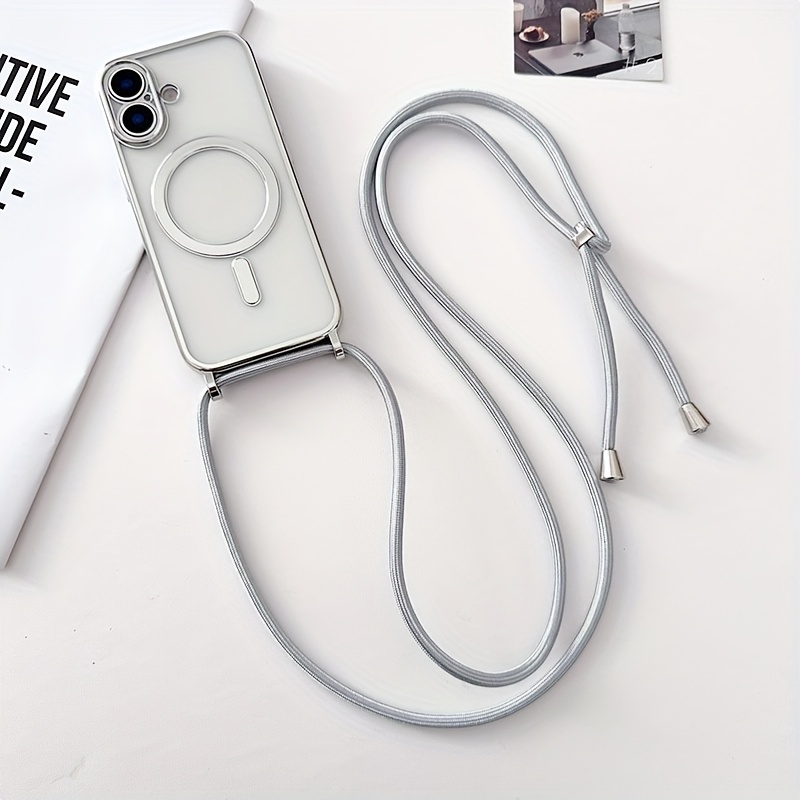 TEMU Phone Case - A Luxurious Necklace Strap With A Coated Magnetic Transparent Phone Case Suitable For Iphone 17, Air 16, 14, 15 Plus, 12, 13 Pro