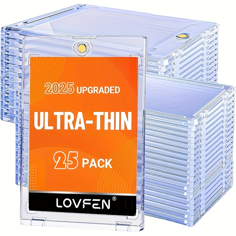 Image of Lovfen 25ct Magnetic Card Holder, Ultra-thin 35pt Single Touch, U-v Protectors Hard Plastic For Trading Cards, Magnet Case, Sports, Game, Football, Baseball