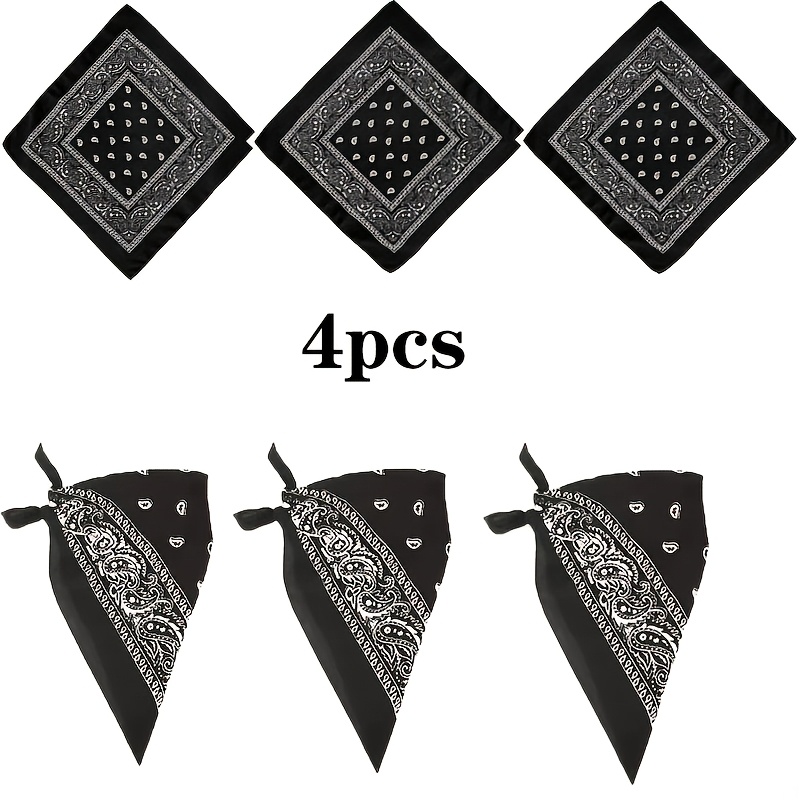 TEMU 4pcs Of Paisley Headscarves, Versatile Vintage Paisley Square Scarves For Spring And Summer