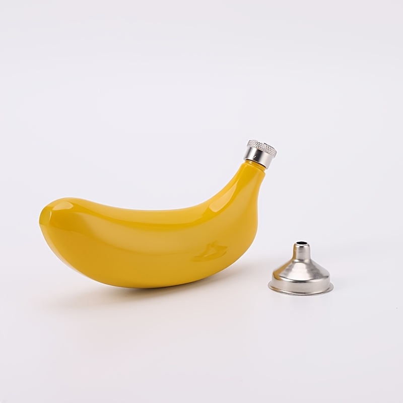 TEMU 2pcs Set: 1   1 Funnel, Banana-shaped , 5oz, 304 Stainless Steel, Fruit-themed Paint, Barware, Outdoor Portable Bar