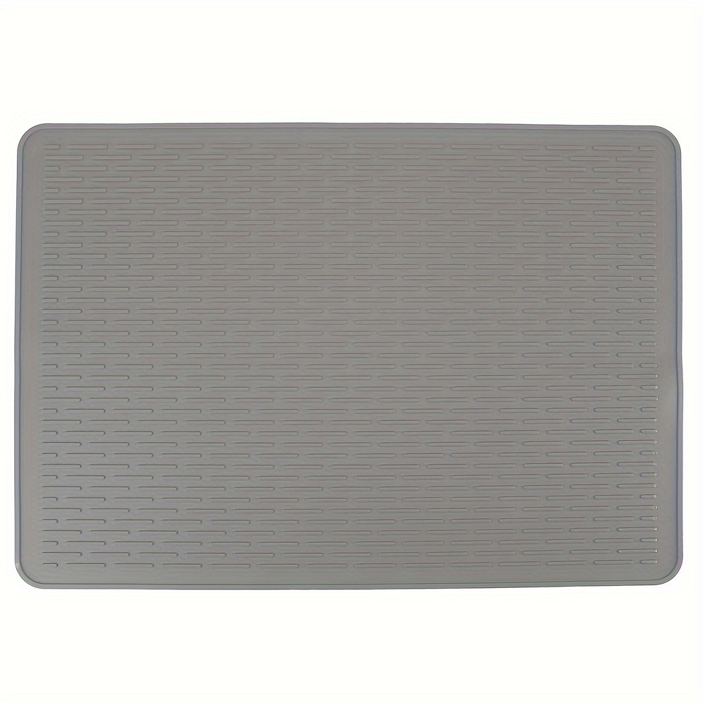 Silicone Dish Drying Mat Rectangle Silicone Drain Mat for Kitchen Counter  or Sink 15 inches x 10 inches [grey] 