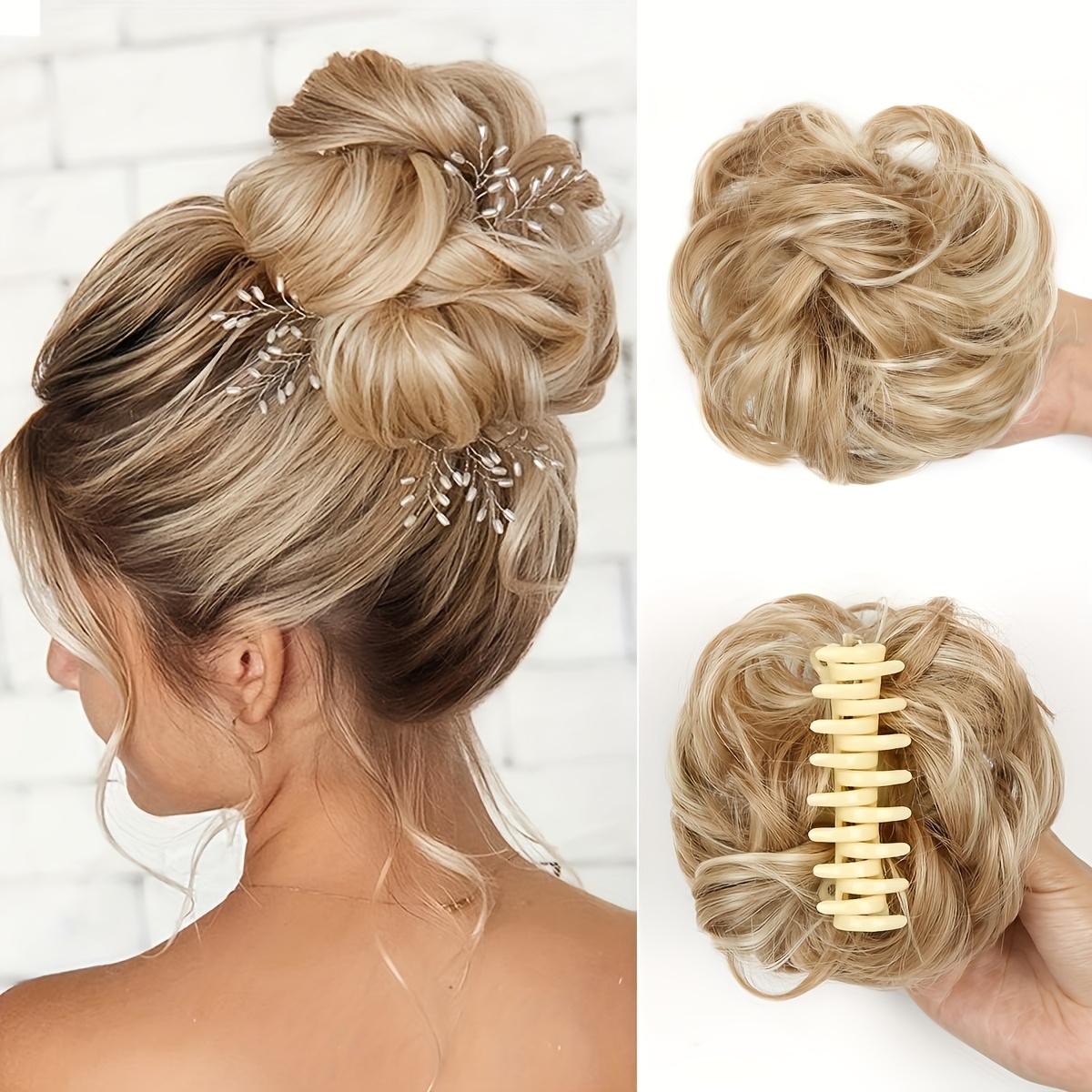 E-shop Locken Dutt Clip mit kleinem Clip - Flauschiger synthetischer Kopfschmuck, geeignet für alle Frisuren und Hautfarben, elegantes Haarstyling für