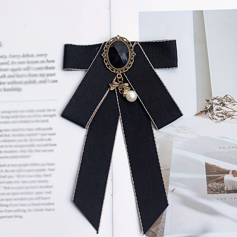 TEMU New Women's Collar Flower Jk Bow Tie, Hotel & Property Professional Bow Tie, Business Apparel Accessory, White-collar High-end Collar Accessory