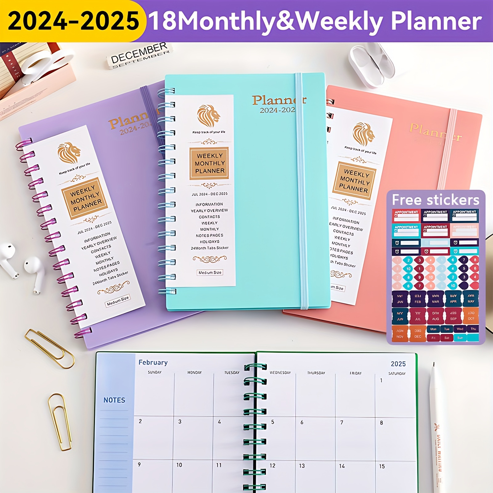 2024 Schedule Notebook Weekly Monthly Planner Spiral Bound Temu