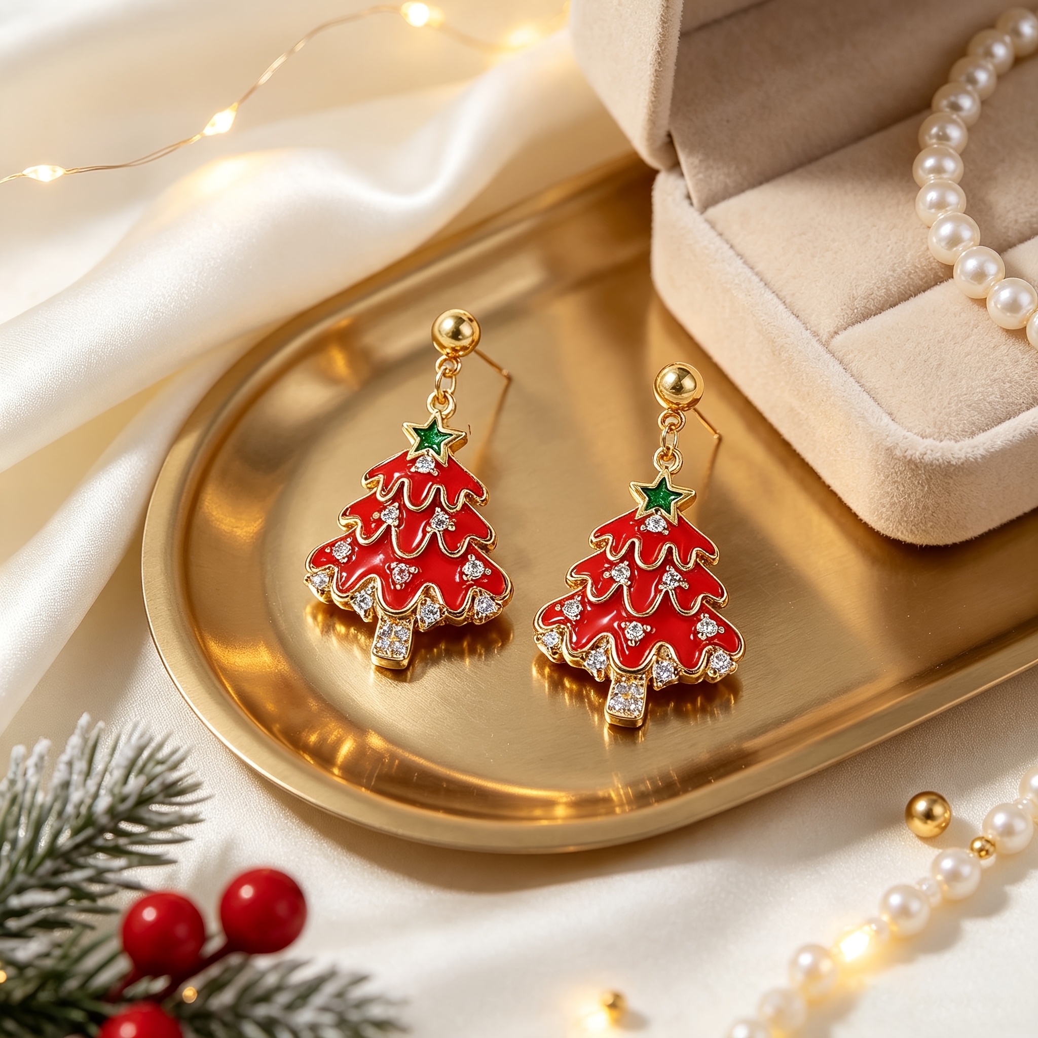 Star Christmas Tree Earrings Gift Set