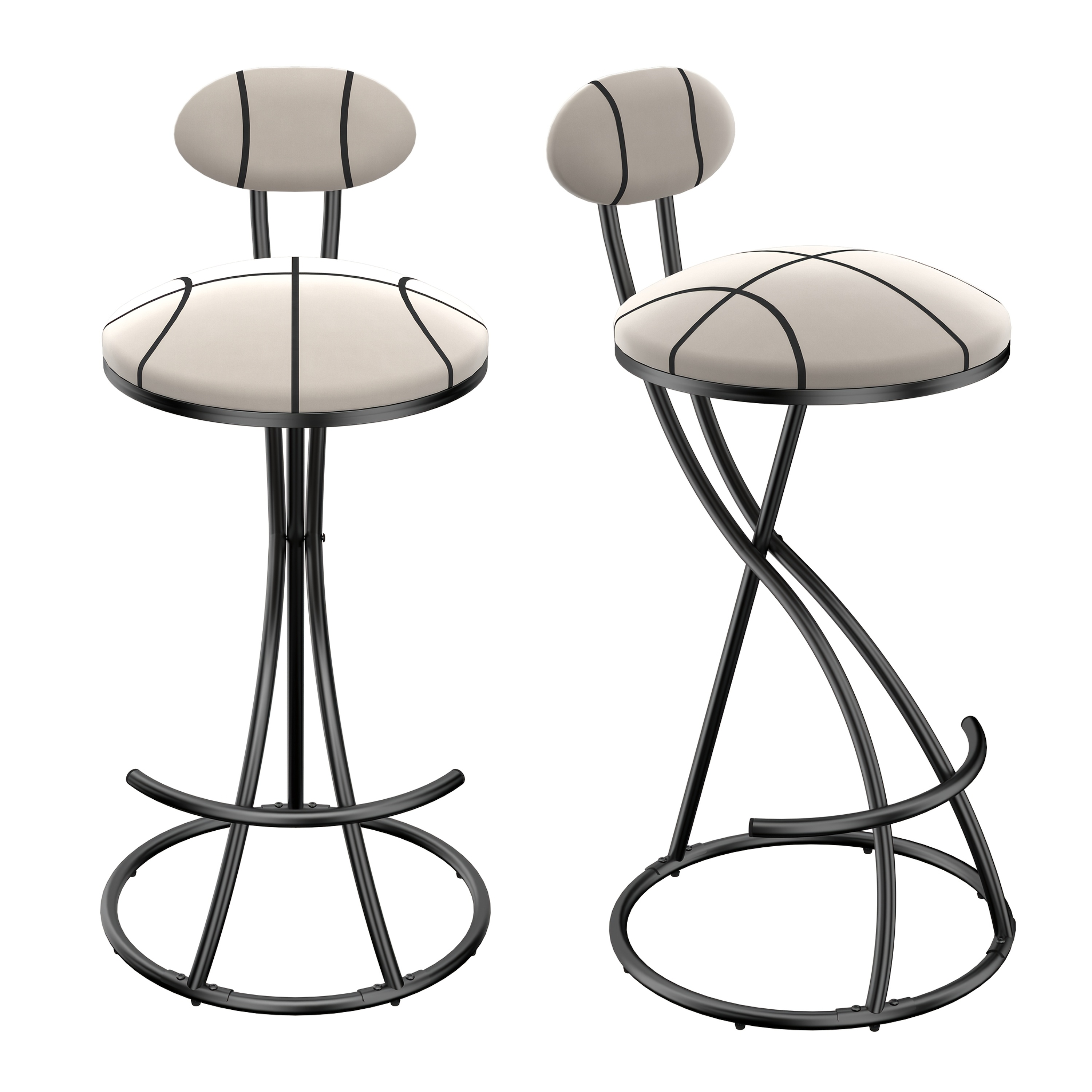 Pair of Contemporary Velvet Bar Stools with Counter Height, Featuring a Golden Metal Frame And S-Shaped Stripe Backrest, Upholstered Round Chairs Inspired by Basketball And Soccer, Complete with Footrest for Dining Areas, Kitchens, And Bars