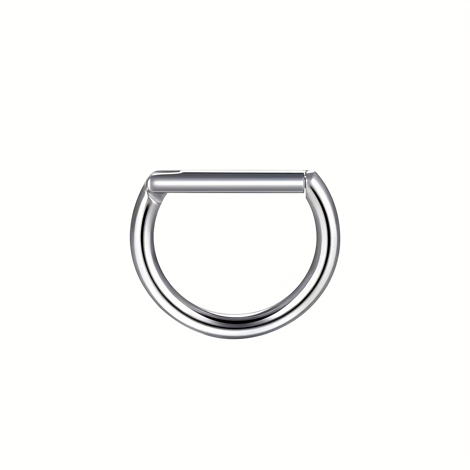 1pc 16g Stainless Steel D-shaped Septum Ring, Suitable For Nose Rings, Septums, , Conches, And Cartilage Earrings, Unisex, 8mm 10mm