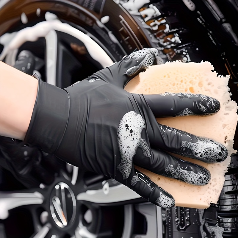 黑色一次性高品质丁腈手套，适用于厨房清洁、家居清洁、汽车护理、美发、美甲、纹身和宠物洗澡、户外活动，无粉末，不含乳胶一次性服装 5