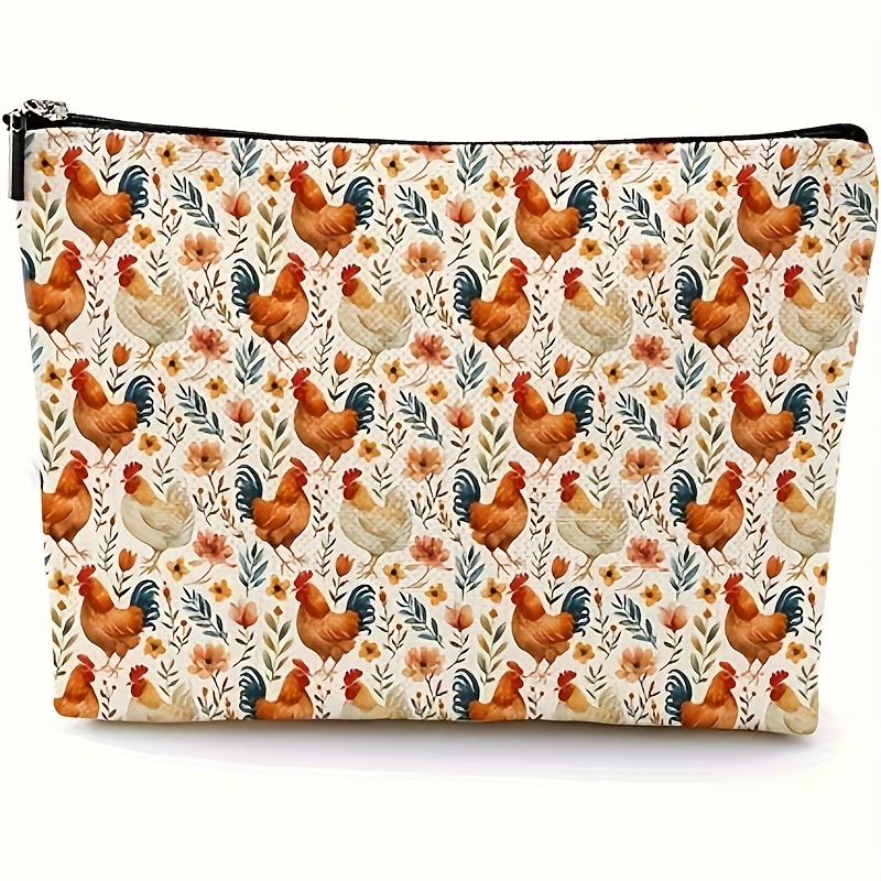 

Chicken : Waterproof Polyester Makeup Bag For Women - Perfect Gift For Sister, Daughter, Or Best Friend On Graduation, Birthday, Or Celebrations, , Makeup Bag, Animal Lover, Cosmetic Bag