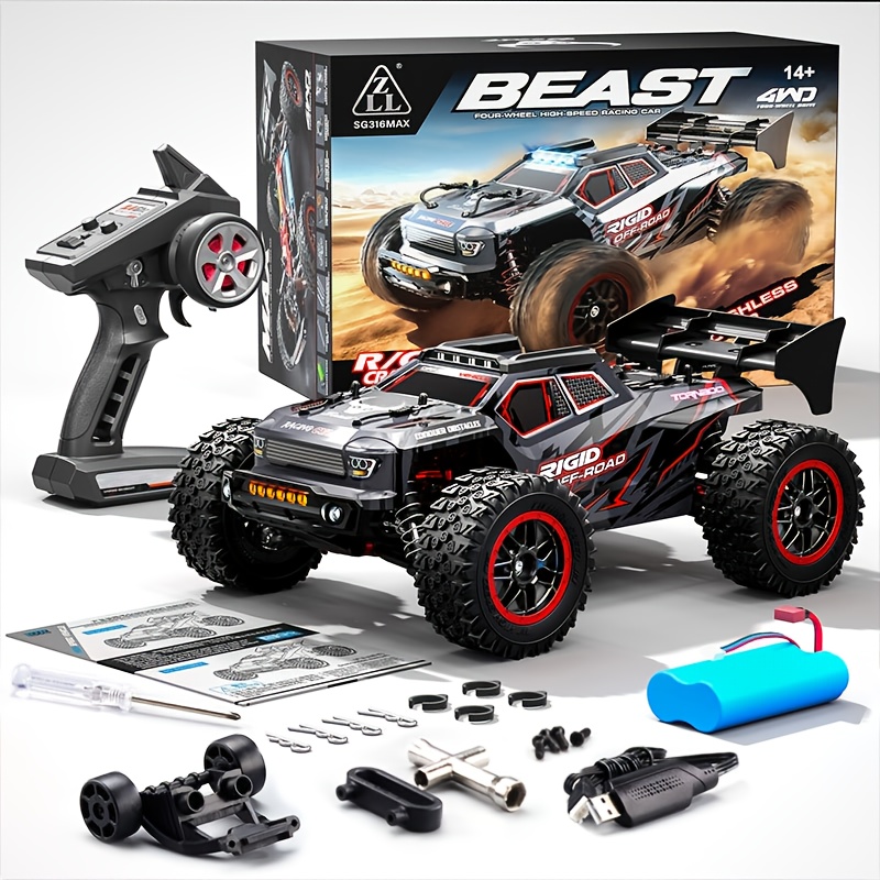 E-shop SG316 1:16 RC Rock Crawler - Carbon Brushed 80KM/H High Speed, 4WD mit Panzer-PVC-Chassis & 3--LEDs | Tag/Nacht Offroad-Fahrzeug