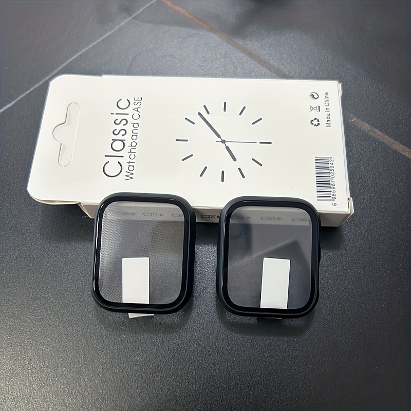 E-shop Set mit 2 Uhrenhüllen mit Schutzfolien aus gehärtetem Glas, kompatibel mit Apple Watch Series 11 (2025) und Series 10, 42 mm/46 mm. Ultradünne