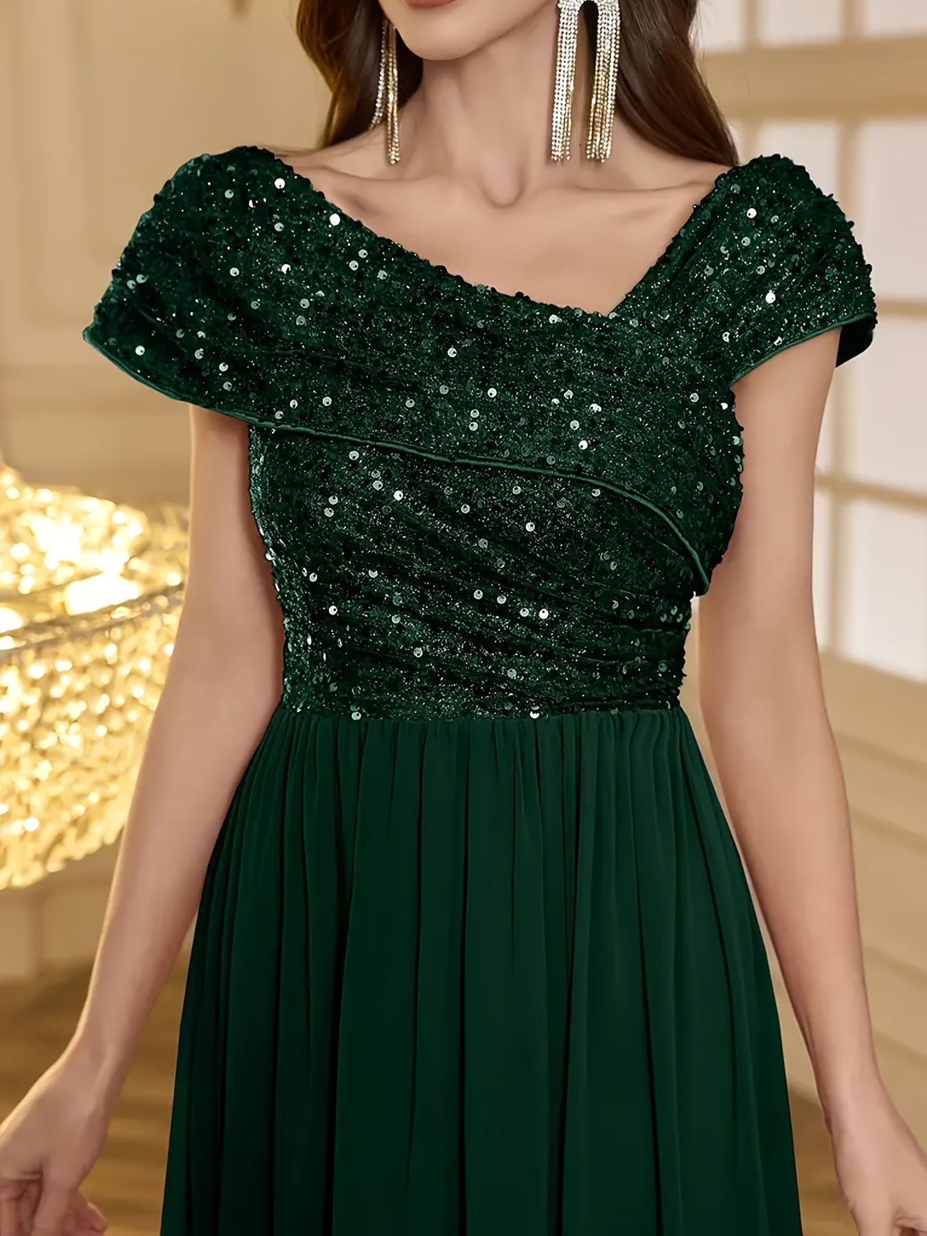green emerald velvet dress Raise A Toast Satin Plisse Halter Maxi Dress – VICI main image 1