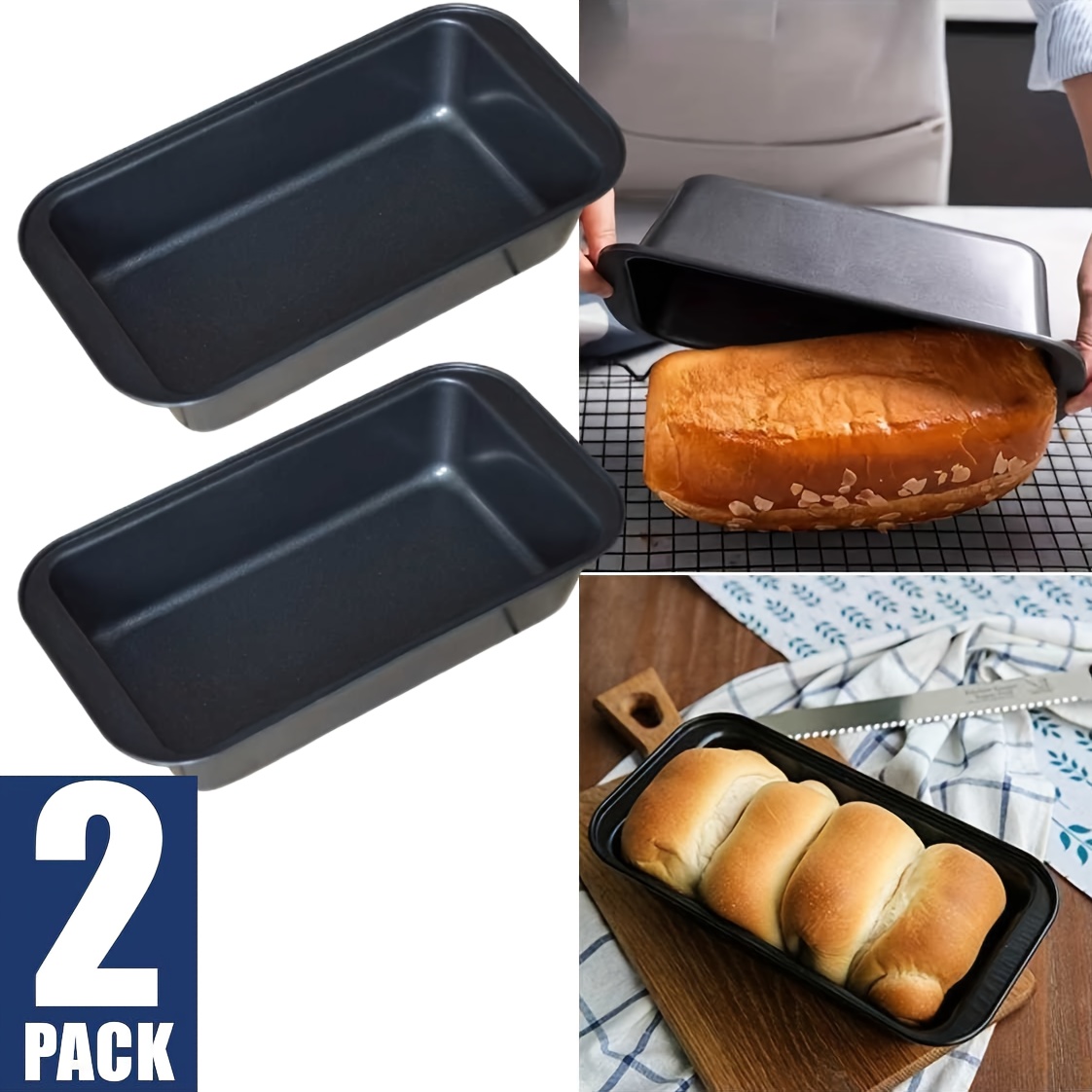 TEMU 2-pack Loaf Pan Bread Loaf Maker, Bakeware Bread Mould With Cover. Baking Cake Bakeware Moulds For Baking Bread. Perfect Bread And Cakes,