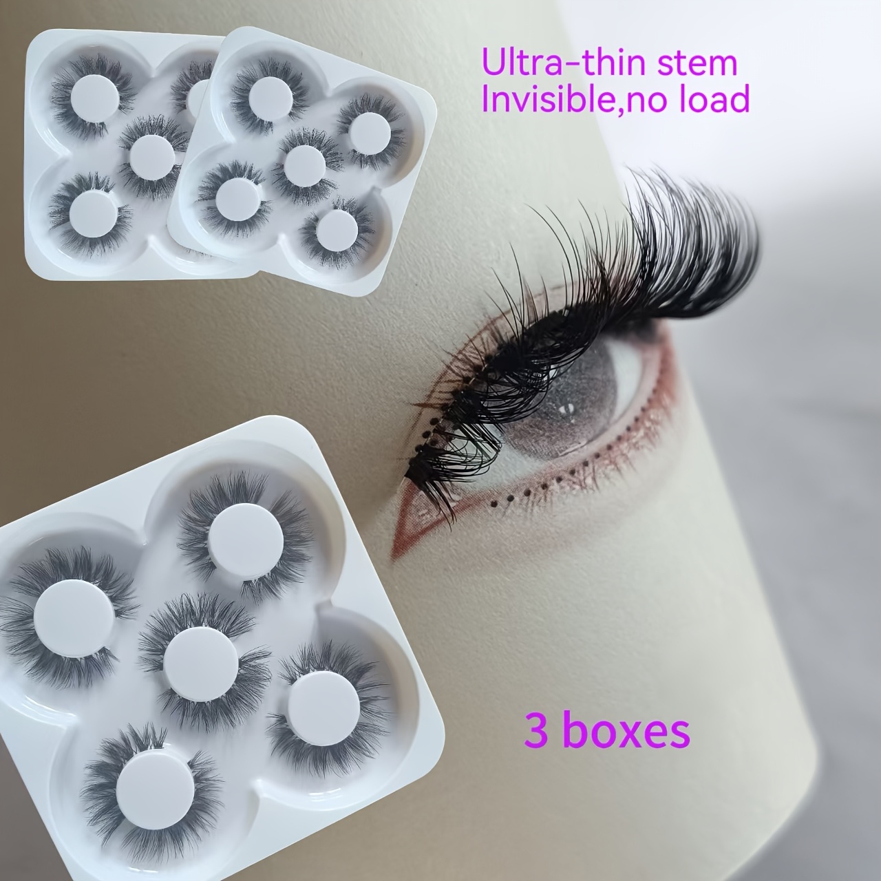 TEMU Cat Eye False Eyelashes Feature An Ultra-thin Transparent Stem And 6d Design, Reducing The On And A Layered And Vivid Look. 15 Pairs In, Are A Must-have For Charm During Valentine's Day