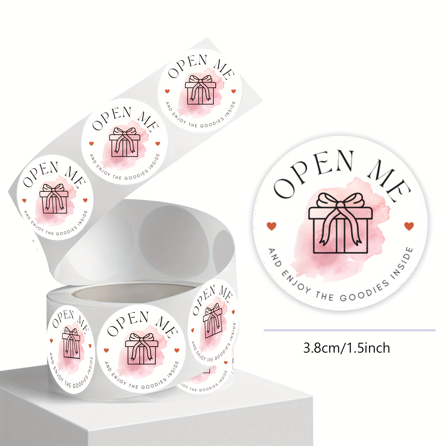 

Roll Of 200 Open Me And Enjoy The Goodies Inside - Post And Packaging Stickers | Luxe Packaging Stickers | Thank You For Supporting Small Business 3.8cm/1.5inch