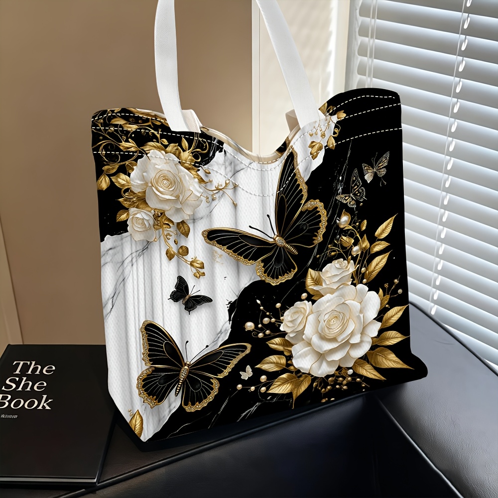 TEMU 1pc, Fond en marbre , Thème papillon doré et , Sac bandoulière pour femmes, Multifonctionnel, Sac à main, Pochette, Sac de soirée, Essentiels de