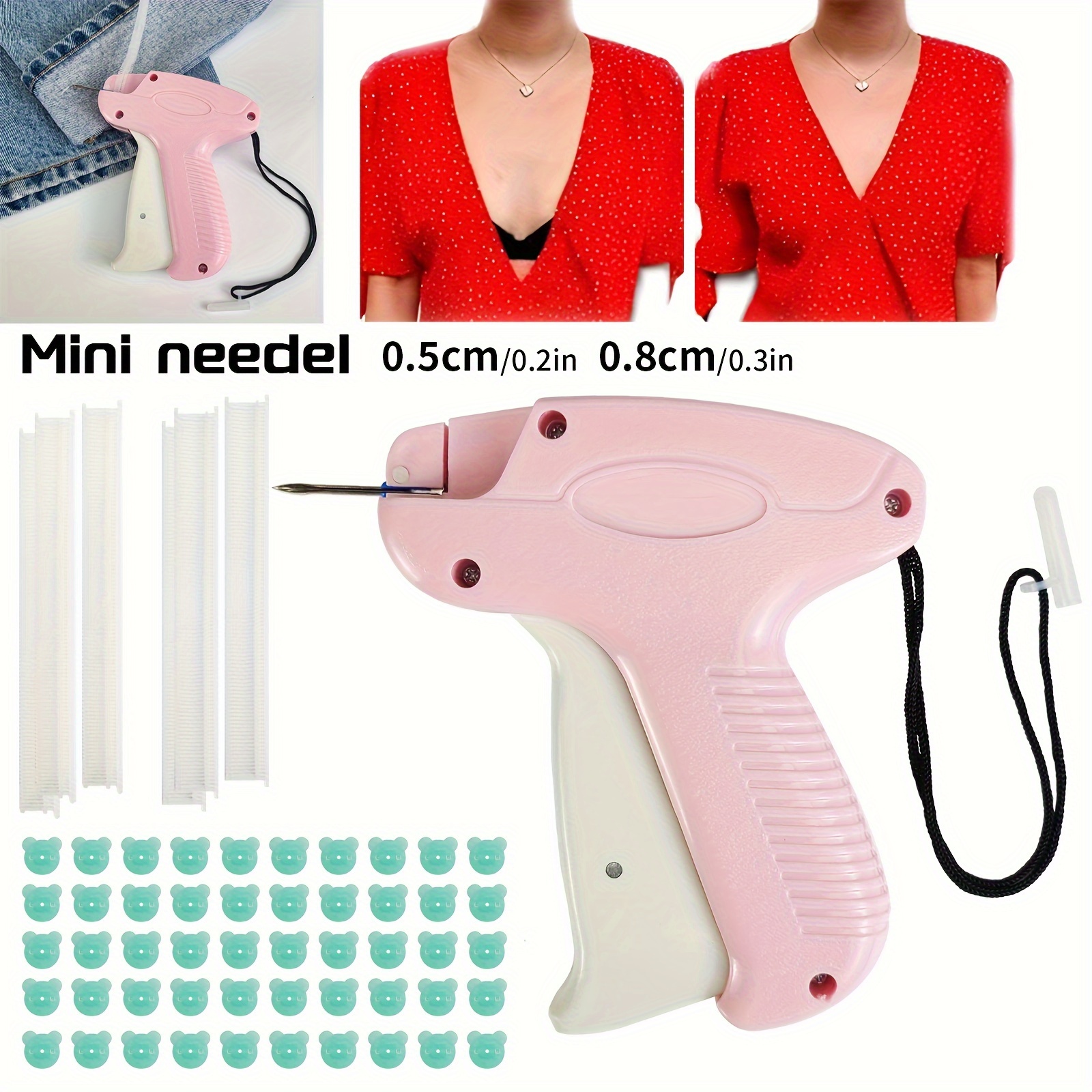 

Mini Portable Quick Clothing Fixer Kit: Effortless, High-quality Steel Needle Sewing Gun, Perfect For Travel And Temporary Fabric Repairs, Micro Stitch Gun, White