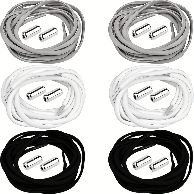 2/6 Pair Unisex Elastic Shoe Laces with Metal Buckle - Durable Metallic Shoe Straps for Running, Casual & Casual Attire - Long-Lasting Comfort, No-Seam Design, Shoe Laces for Running, Secure Fit Shoe Straps, Modern Shoe Straps, Metallic Buckle, Without Battery