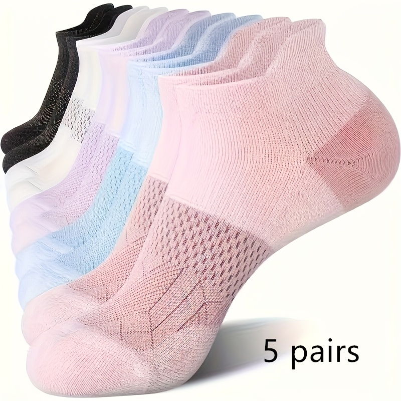 TEMU 5 Pairs Of Low-cut Ankle Socks With Arch Support, Warm, Moisture-wicking, Sweat- And Breathable Sports Casual Socks, Multiple Colors Available